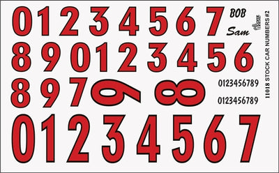 Gofer Racing Racing Numbers Red Decal Sheet 1/24
