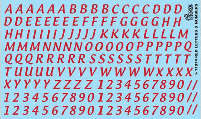 Gofer Racing Letters and Numbers 5/8 inch Tall (Red)