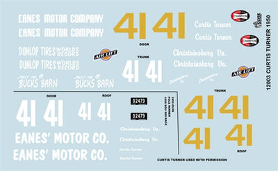 Gofer Racing Curtis Turner 1950 Oldsmobile Decal Sheet 1/24