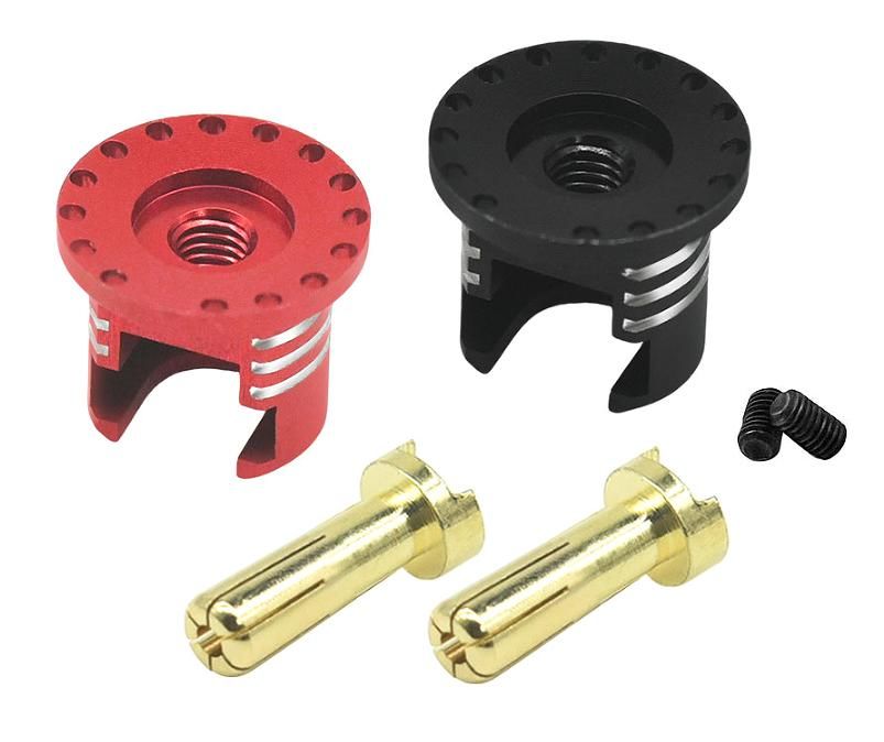 Hobby Details Bullet Plug Grips with 5mm Bullets (Black/Red)