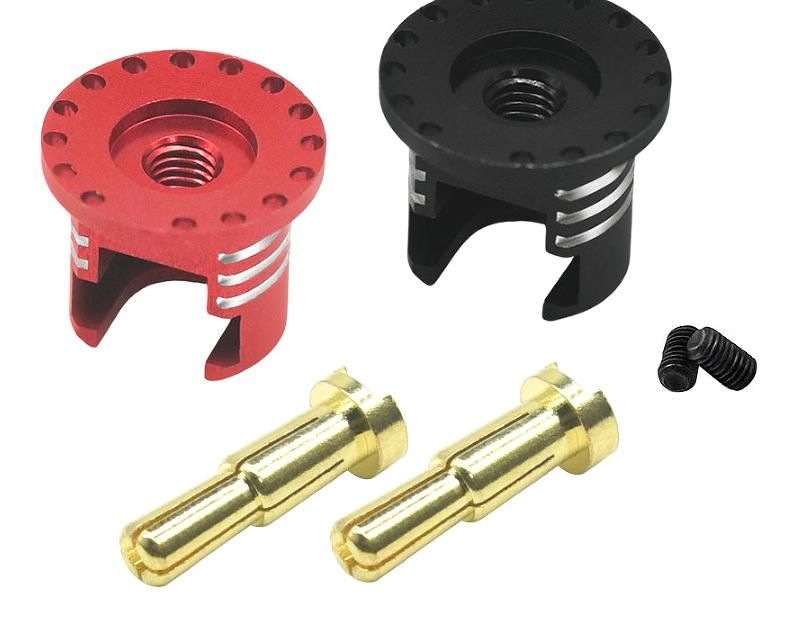 Hobby Details Bullet Plug Grips with 4-5mm Bullets (Black/Red)