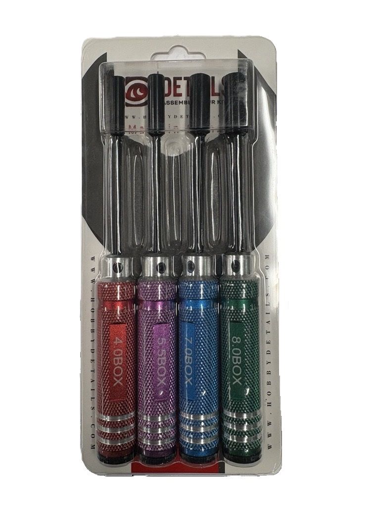 Hobby Details Nut Drivers, Multi Coloured - 4.0, 5.5, 7.0, 8.0