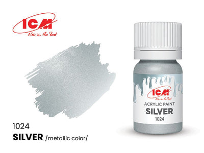 ICM Metallic Colours - Silver bottle, 12 ml (8 Pack)