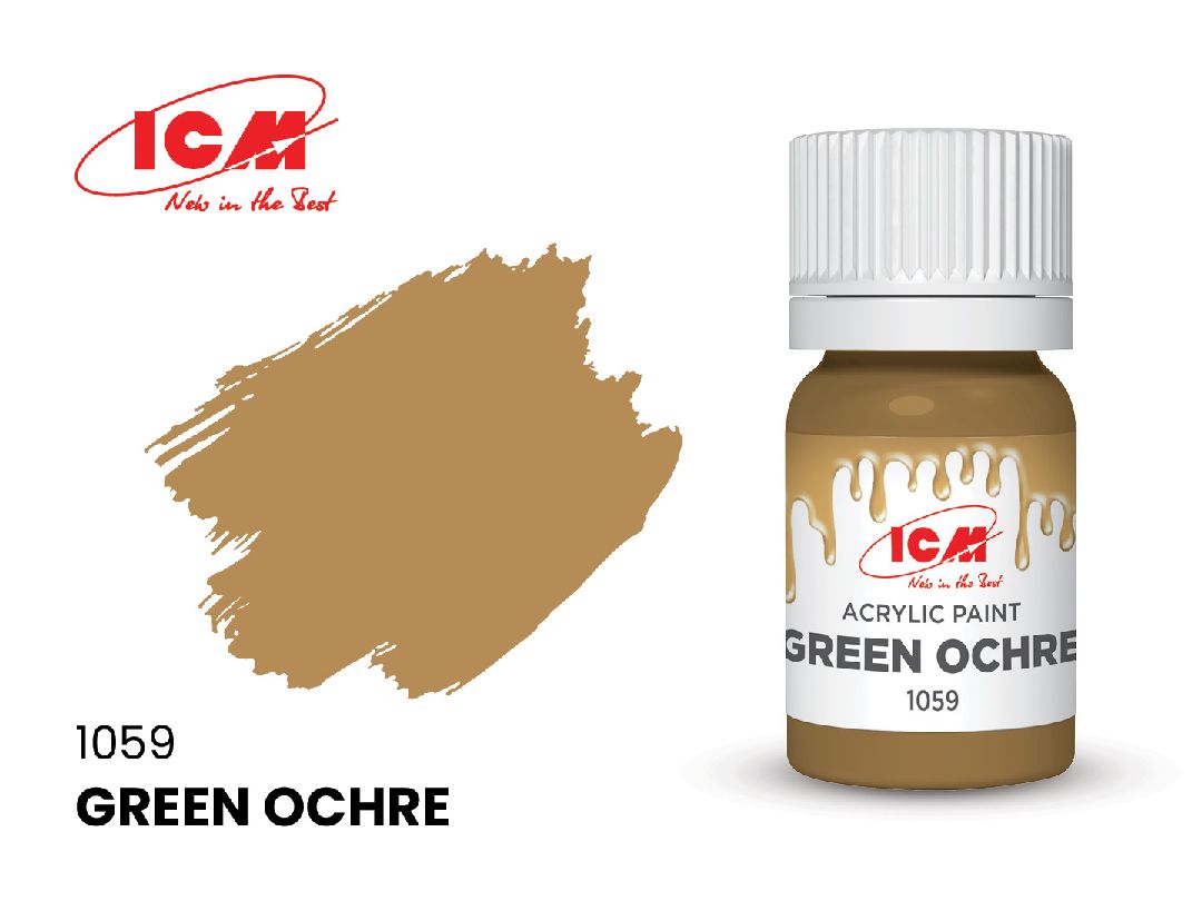 ICM Brown Colours - Green Ochre bottle, 12 ml (8 Pack)