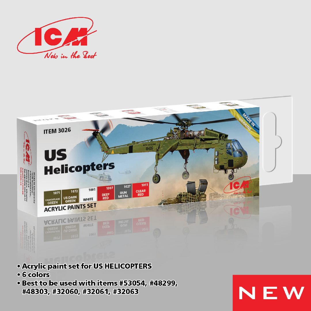 ICM Acrylic Paint Sets for US Helicopters (6 colours)
