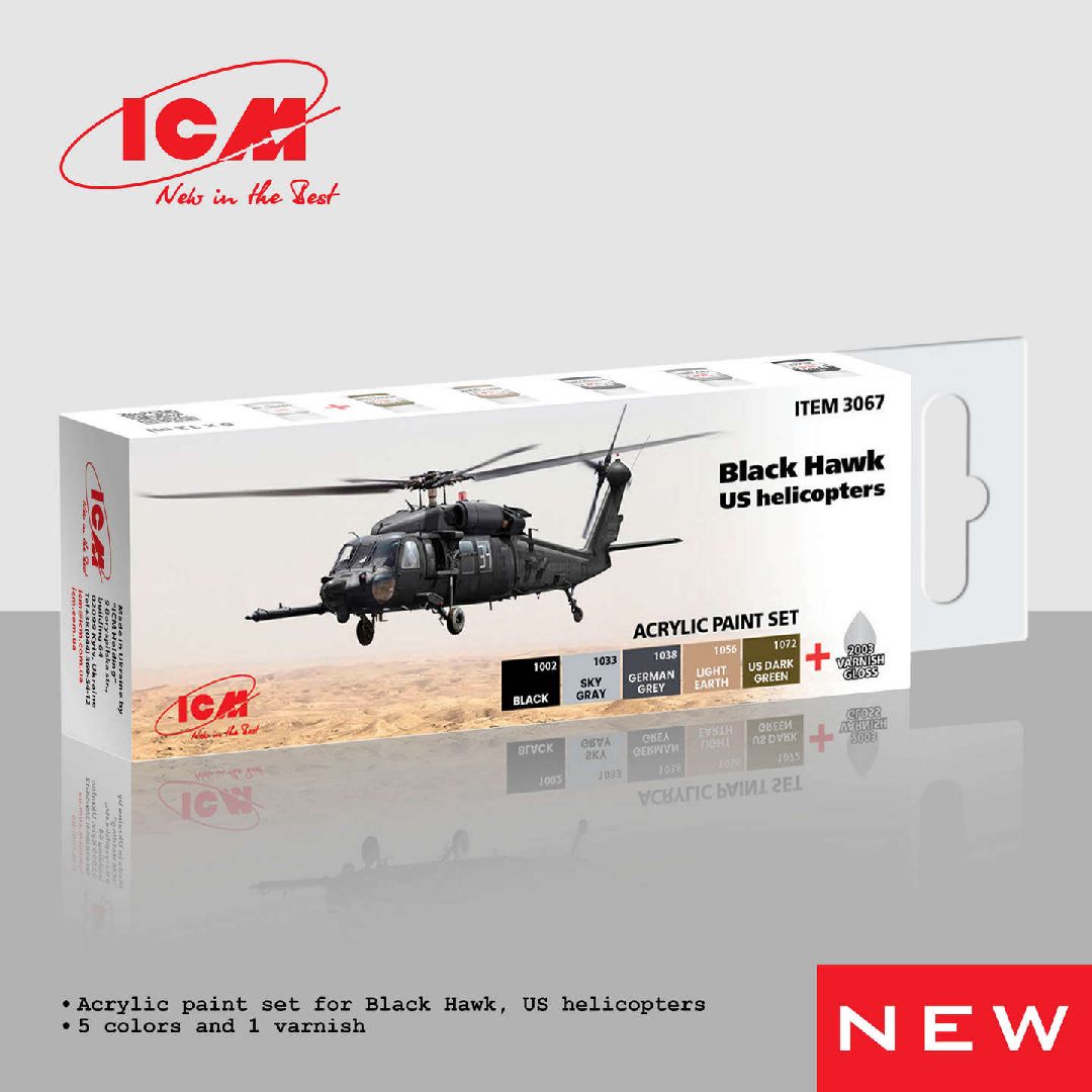 ICM Acrylic Paint Set for Black Hawk US helicopters (6 colours)