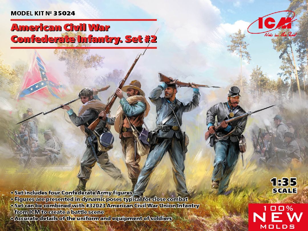 ICM 1/35 American Civil War Confederate Infantry. Set #2