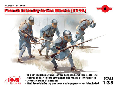 ICM 1/35 French Infantry in Gas Masks (1918) (4 figures)