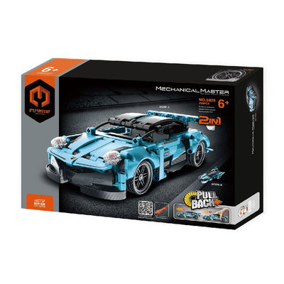 IM.Master 2in1 Pull Back Super Car & Motorcycle (Blue)-292pcs