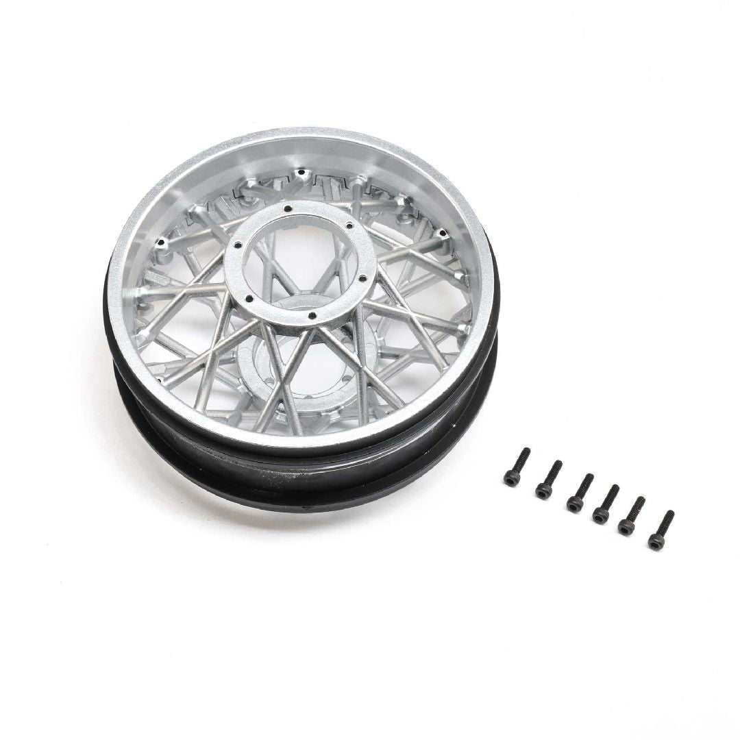 Losi Wheel Set, Satin Chrome (Rear) (1): PM-SM