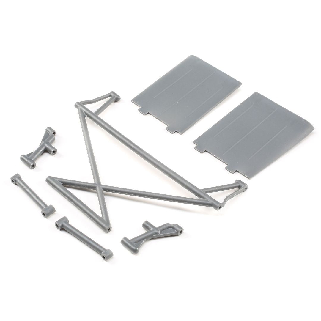 Losi Rear Tower Support,X-Bar,Mud Guards,Gray: Rock Rey