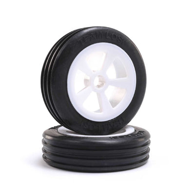 Losi Rib Front Tire, Mounted, White (2): Mini JRX2