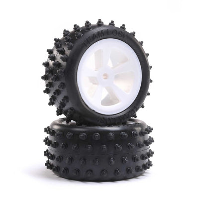 Losi 4 Row Rear Tires, Mounted, White (2): Mini JRX2