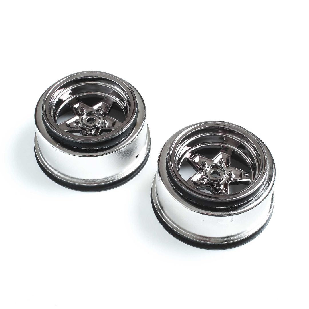 Losi Rear Wheel, Black Chrome (2): 22S Drag