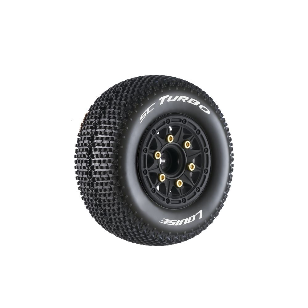 Louise R/C SC-Turbo 2.2/3.0" 1/10 Short Course (Soft Compound) 12,14,17mm Removable Hex on Black Wheels (2)
