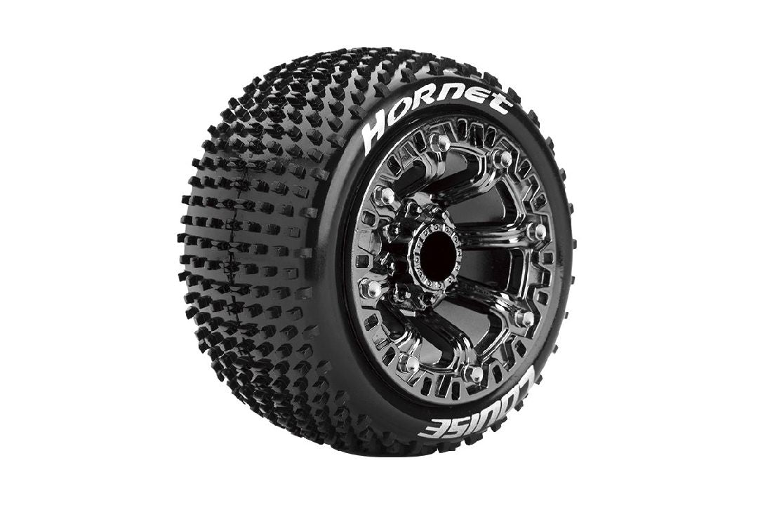 Louise R/C ST-Hornet 2.2" 1/16 Stadium Truck (Soft Compound) 12mm Hex on Black Wheels/Chrome Spokes (Front/Rear) (2)
