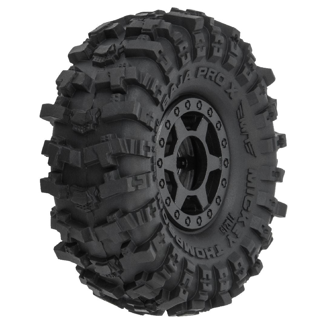 Pro-Line 1/24 MT Baja Pro X F/R 1.0 Tires Mounted 7mm Black (4)
