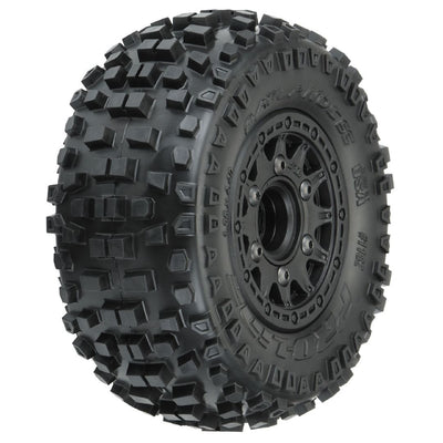 Pro-Line Badlands 2.2"/3.0" Tires on Black Rem Hex Wheels (2)