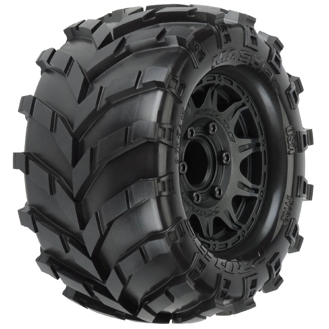 Pro-Line Masher 2.8" Tires on Black Rem Hex Wheels (2)