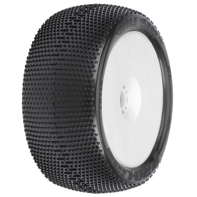 Pro-Line Hole Shot 4.0" (Soft) Tires on White 0 Offset Whls (2)