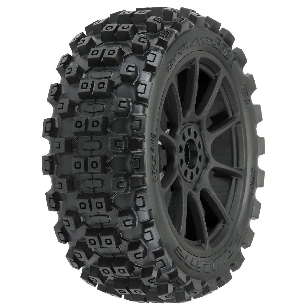 Pro-Line Badlands (Medium) Tires on Mach 10 Black Wheels (2)
