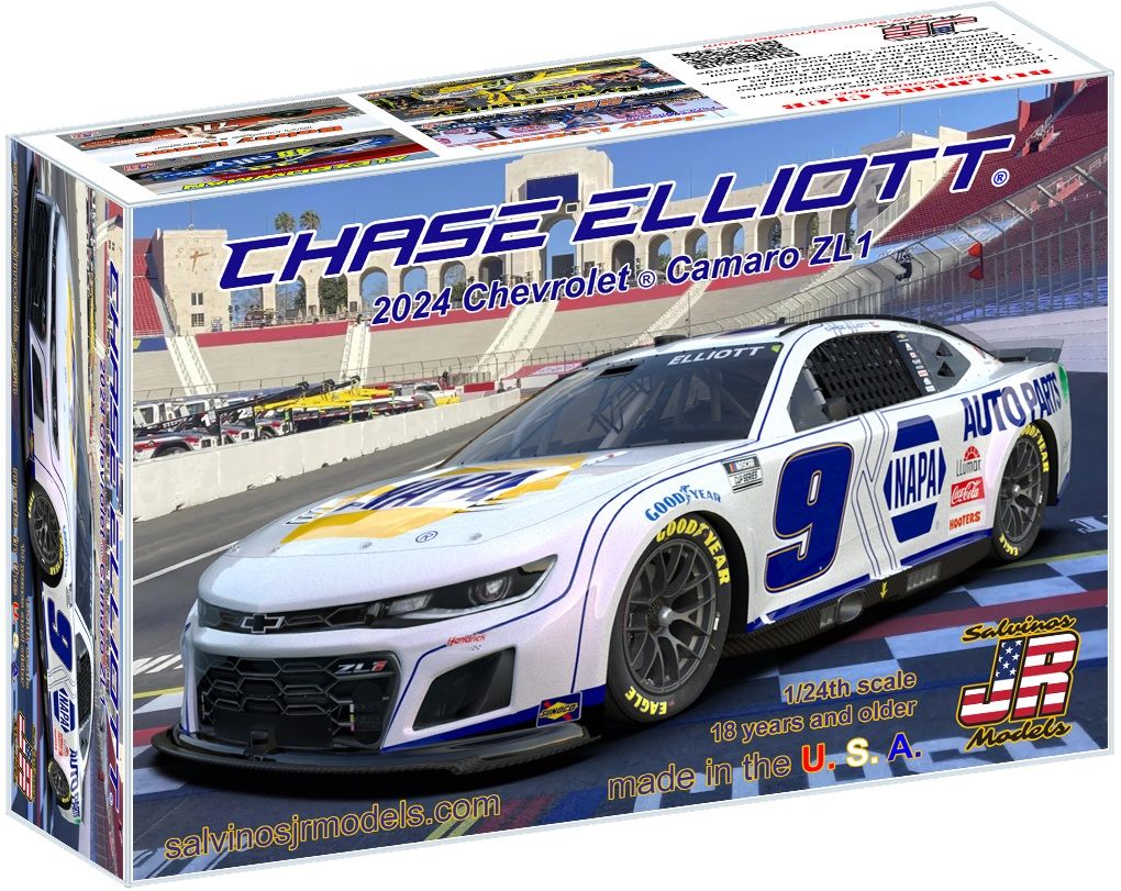 Salvinos JR Models 1/24 Hendrick Motorsports 2024 Chase Elliott Camaro "LA White NAPA"