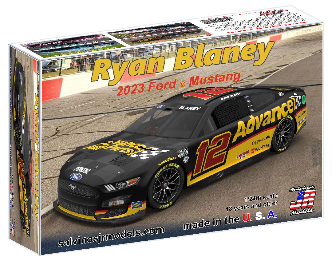 Salvinos JR Models 1/24 Team Penske 2023 Ryan Blaney Ford Mustang "Advance Auto"