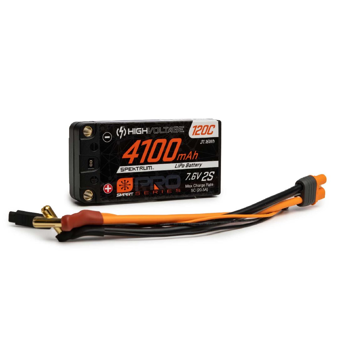 Spektrum 4100mAh 2S 7.6V Smart Pro Race HV LiPo 120C: 5mm