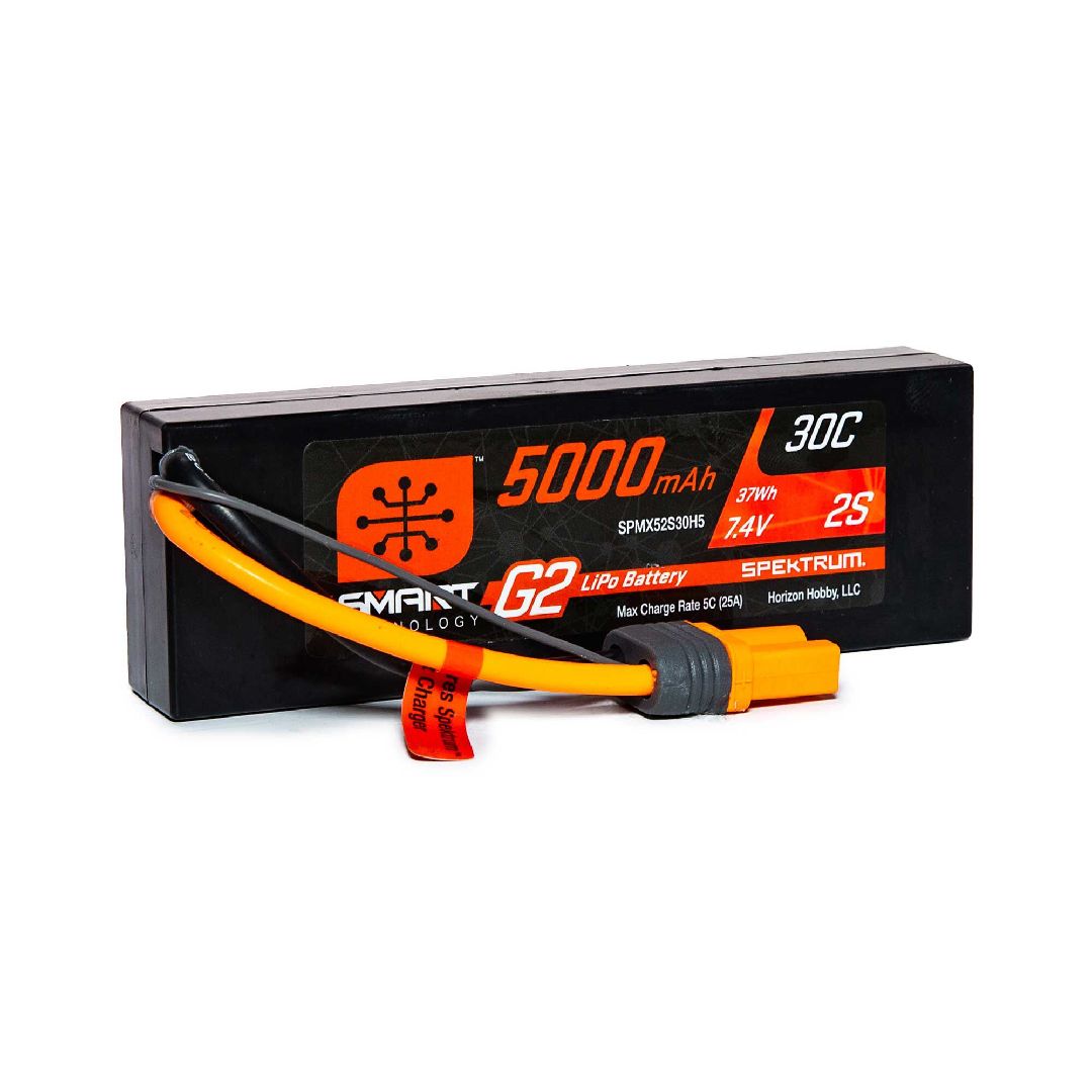Spektrum 5000mAh 2S 7.4V Smart G2 LiPo 30C Hard Case; IC5