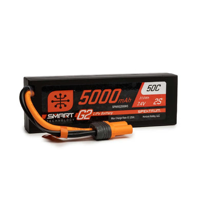 Spektrum 5000mAh 2S 7.4V Smart G2 LiPo 50C Hard Case; IC5