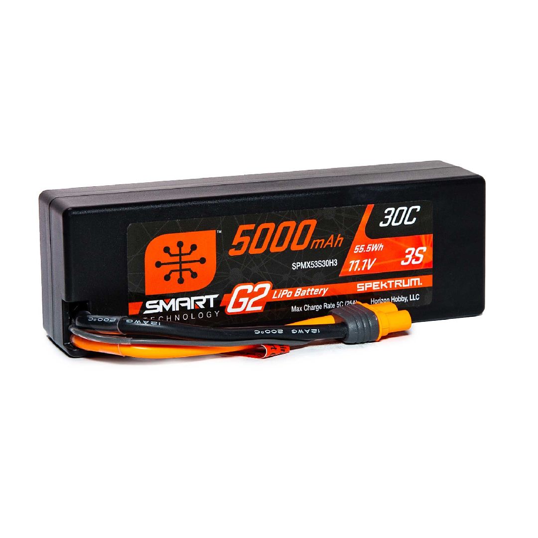 Spektrum 5000mAh 3S 11.1V 30C Smart G2 LiPo IC3 Hardcase