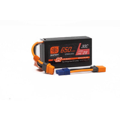 Spektrum 650mAh 2S 7.4V Smart G2 30C LiPo; IC2