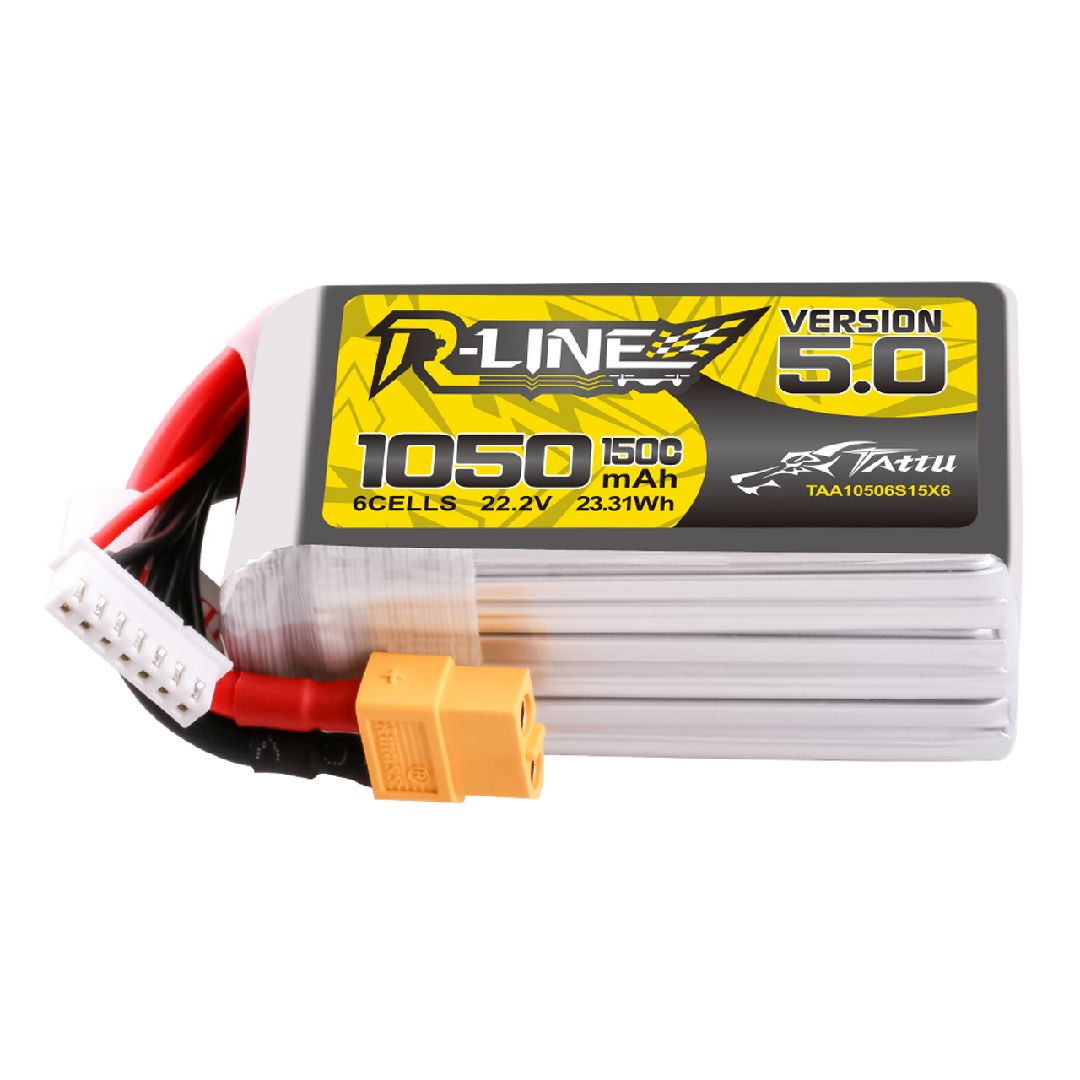 Tattu R-Line - 1916 - Version 5.0 1050mAh 6S 22.2V 150C Lipo Battery Pack With XT60 Plug
