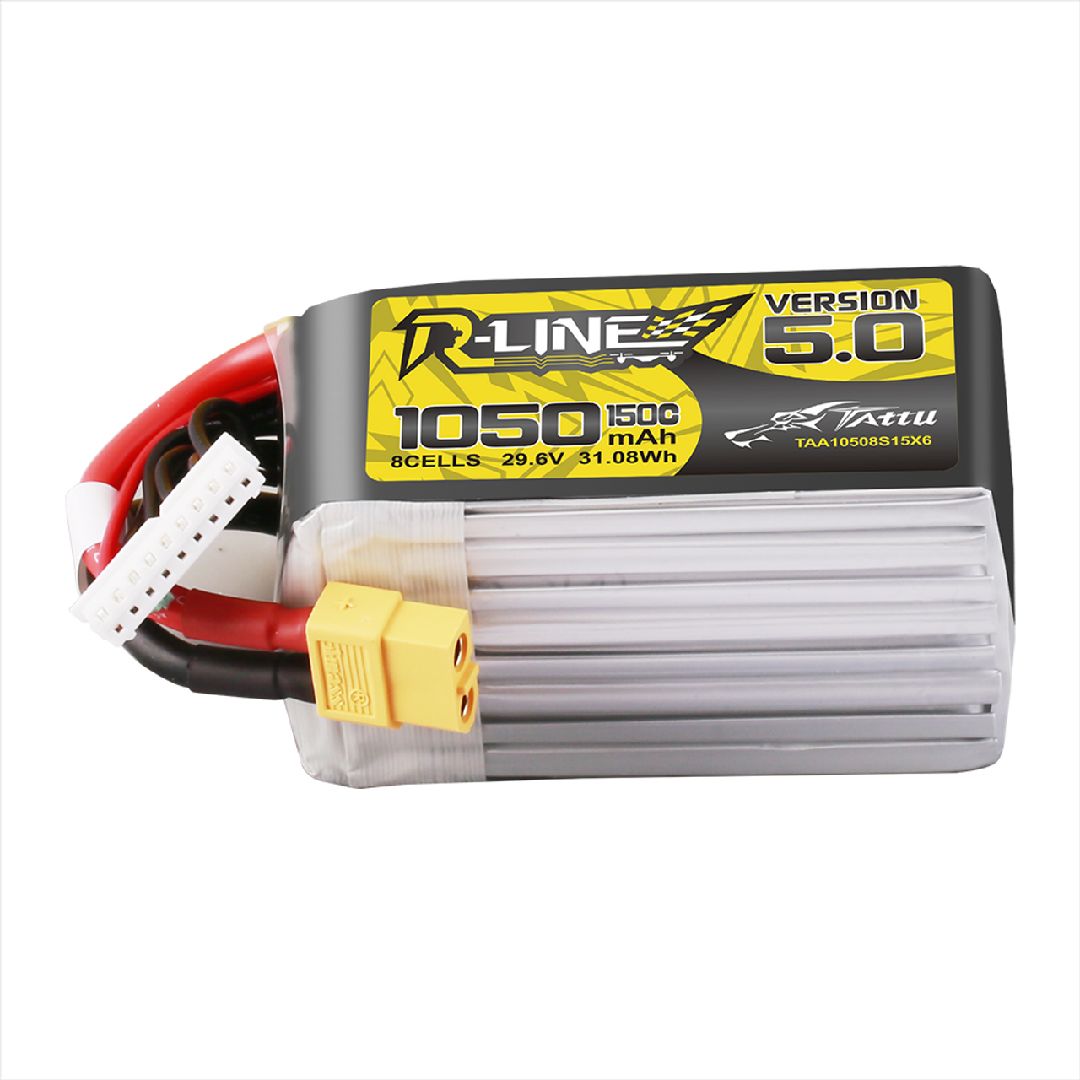 Tattu R-Line - 1944 - Version 5.0 1050mAh 8S 29.6V 150C Lipo Battery Pack With XT60 Plug