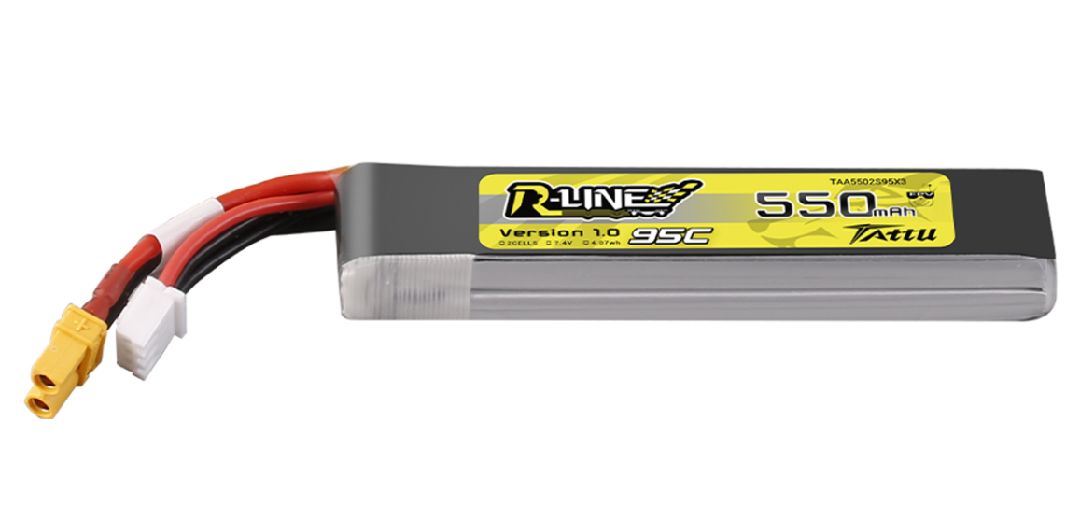 Tattu 550mAh 2S 7.4V R-Line Lipo Pack with XT30 Plug