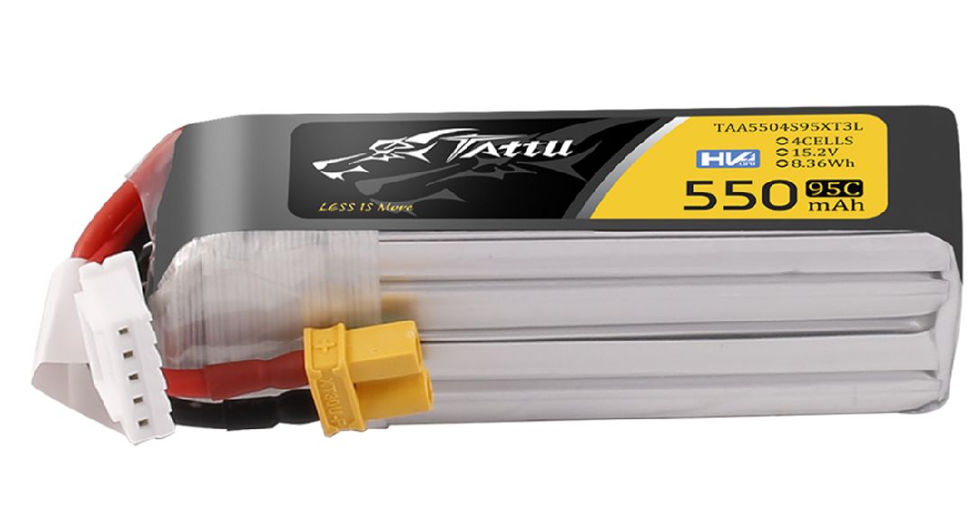 Tattu 550mAh 4S 95C 15.2V HV Lipo Long Pack with XT30 Plug