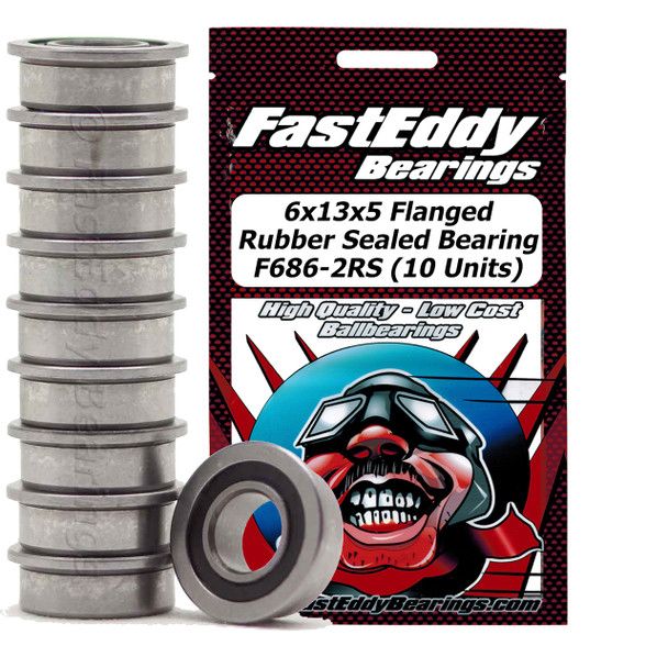 Fast Eddy 6x13x5 Flanged Rubber Sealed Bearing F686-2RS 10 Units