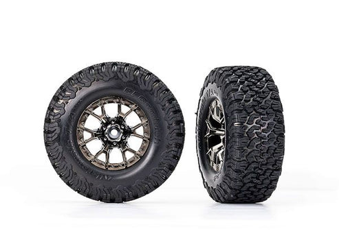 Traxxas Tires & Wheels, Assembled, Glued (Ford Raptor R Black Chrome Wheels, BFGoodrich All-Terrain™ T/A KO2 Tires, Foam Inserts) (2) (2WD Front)