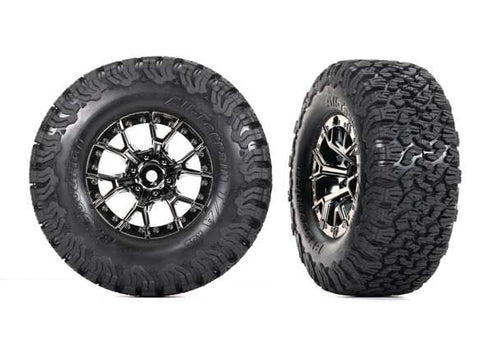 Traxxas Tires & Wheels, Assembled, Glued (Ford Raptor R Black Chrome Wheels, BFGoodrich All-Terrain™ T/A KO2 Tires, Foam Inserts) (2) (4WD Front/Rear, 2WD Rear)