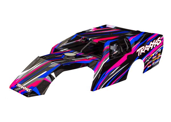 Traxxas Body, Slash Mudboss, pink (painted, decals applied) (assembled with front & rear body mounts and body support for clipless mounting)