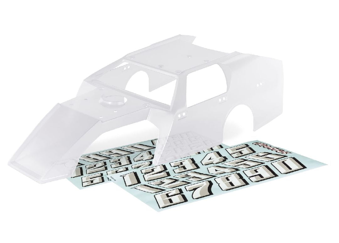 Traxxas Body, Slash Mudboss (clear, trimmed, requires painting)/ decal sheets