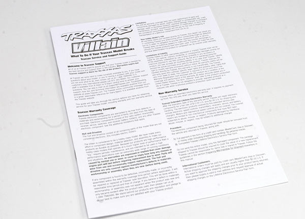 Traxxas Operating Instructions, Villain
