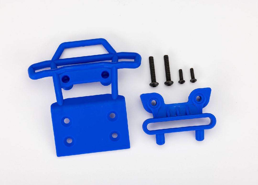 Traxxas Bumper, front/ bumper mount, front / 4x23mm BCS (2)/ 3x10mm BCS (2) (blue)