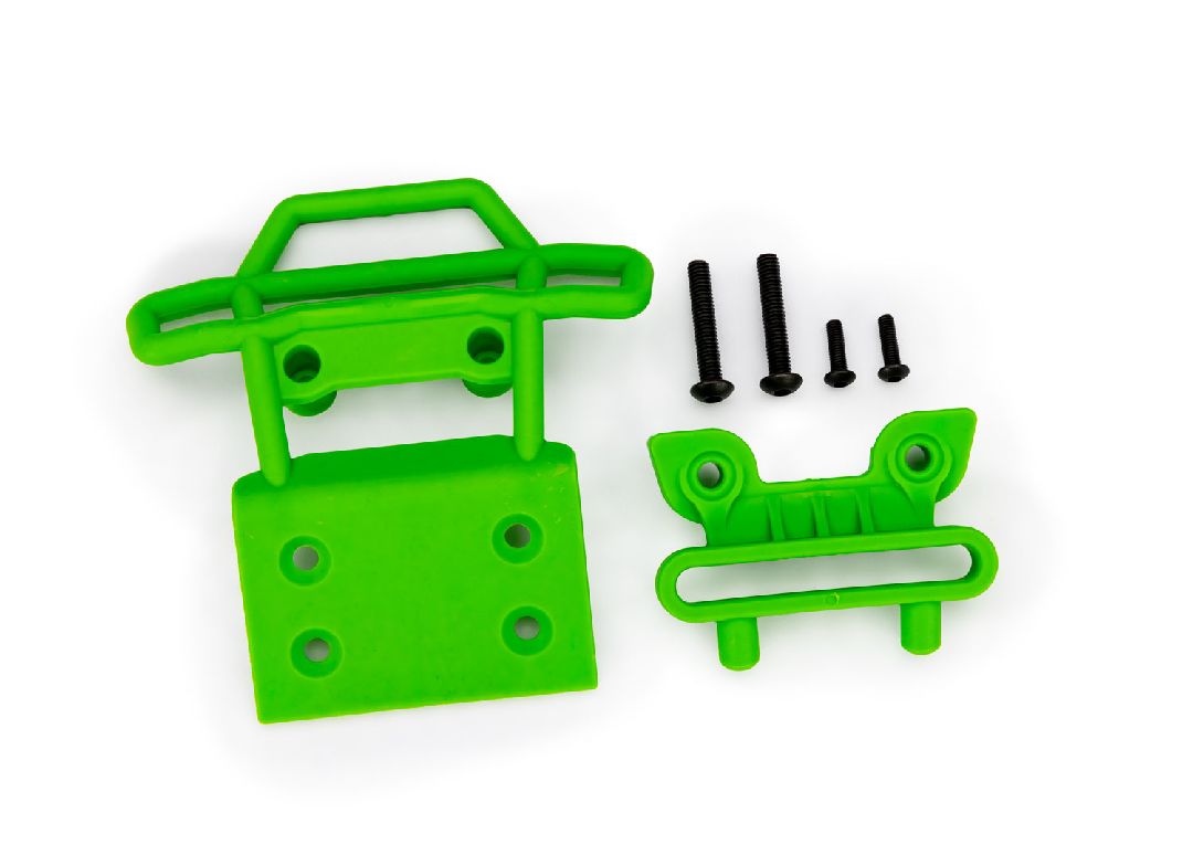 Traxxas Bumper, front/ bumper mount, front/ 4x23mm BCS (2)/ 3x10mm BCS (2) (green)