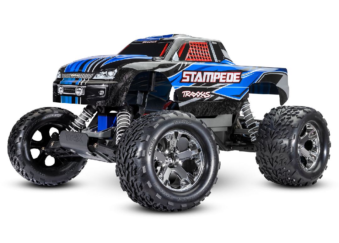 Traxxas Stampede 1/10 Monster Truck RTR Extreme Heavy Duty with TQ 2.4GHz Radio System and XL-5 ESC (Fwd/Rev) Includes 7-Cell NiMH 3000mAh Traxxas Battery and 4-amp USB-C Charger w/ iD - Blue
