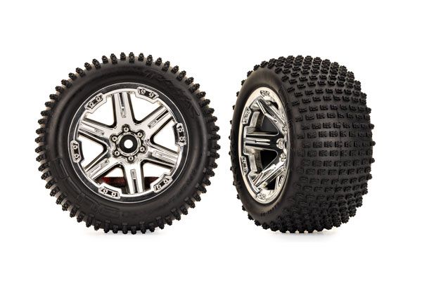 Traxxas Tires & wheels, assembled, glued (2.8") (RXT chrome wheels, Alias tires, foam inserts) (2WD electric rear) (2) (TSM rated)