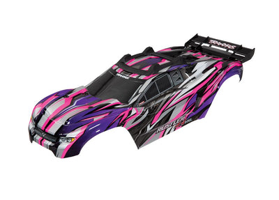 Traxxas Body, Rustler 4X4 VXL, pink/ window, grill, lights dec
