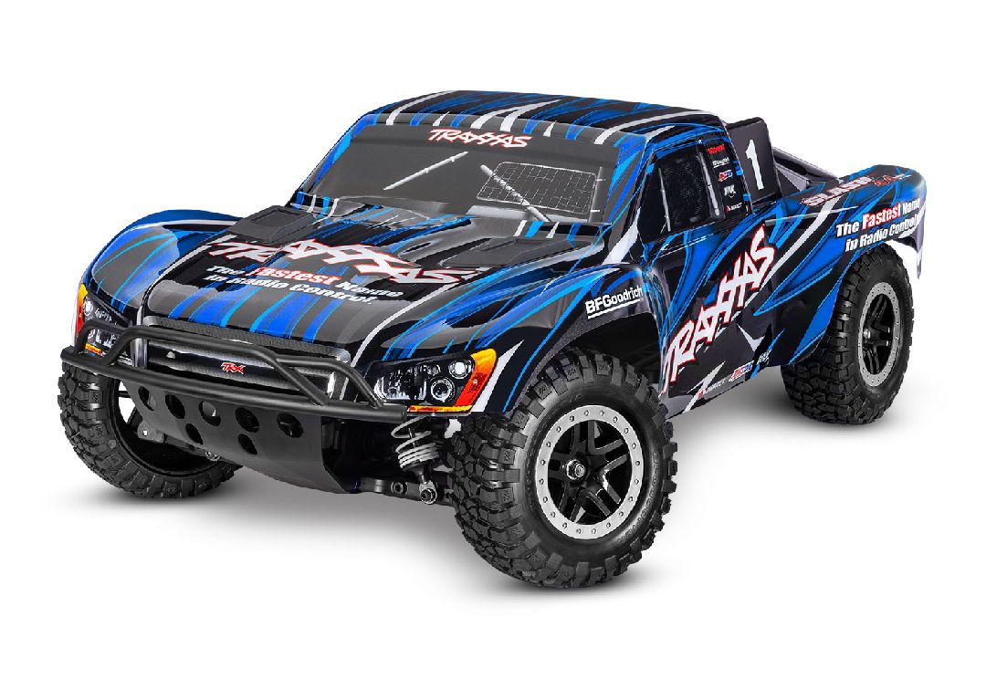 Traxxas Slash 4X4 VXL 1/10 Scale 4WD Brushless Short Course Truck with TQi Traxxas Link Enabled 2.4GHz Radio System & Traxxas Stability Management (TSM) Battery and Charger sold separately - Blue