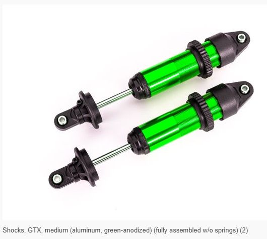 Traxxas Shocks, GTX, Medium (Aluminum, Green-Anodized) (2)