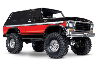 Traxxas TRX-4 Scale and Trail Crawler with 1979 Ford Bronco Clipless Body: 4WD Electric Truck with TQi Traxxas Link Enabled 2.4GHz Radio System (Requires Battery and Charger - Sold Separately) - Red